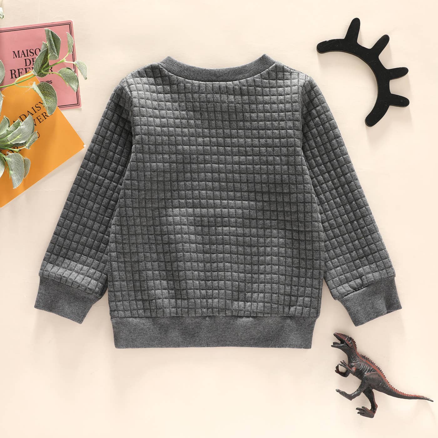 PatPat - Toddler Boy Dinosaur Textured Pullover Sweatshirt