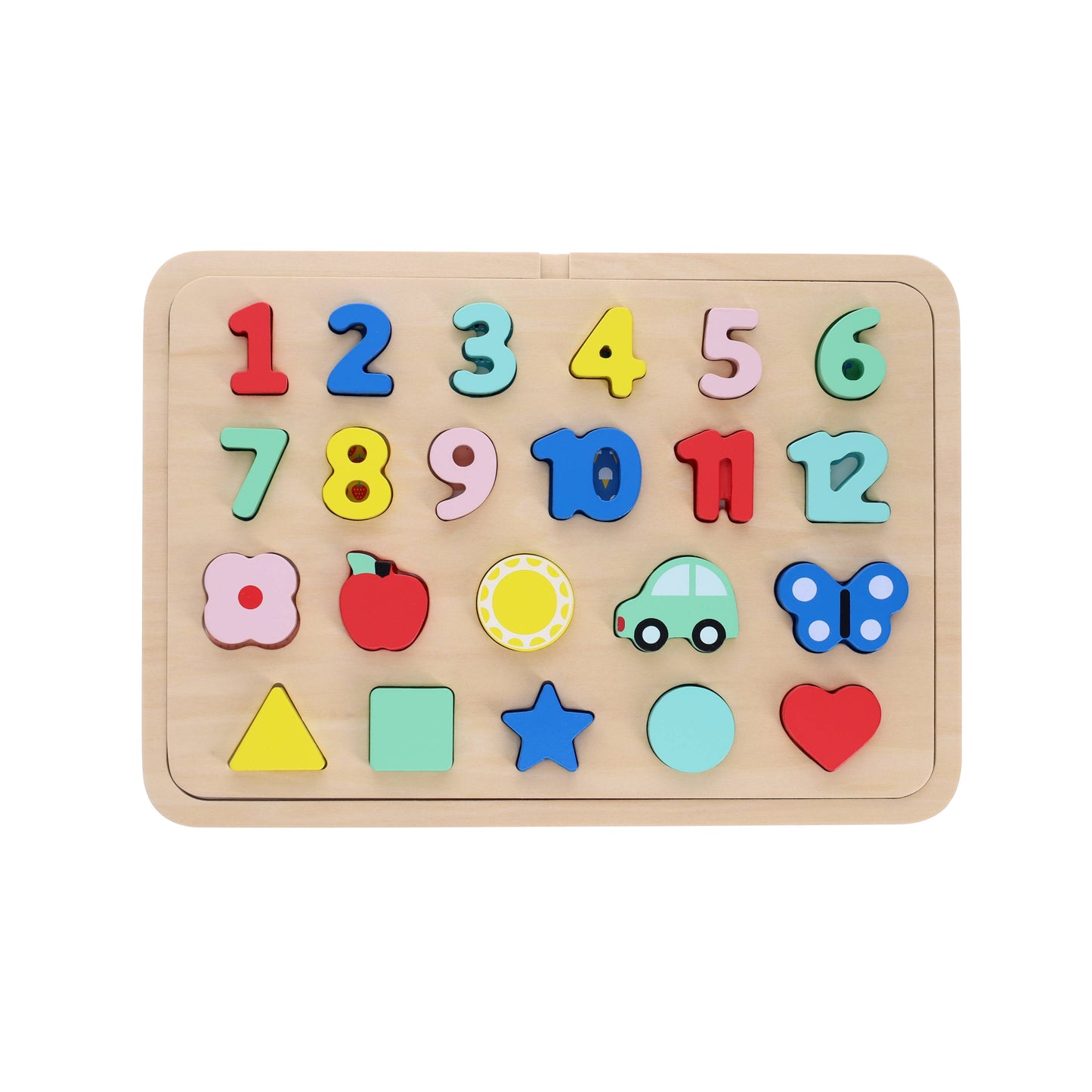 Chronicle Books - Wooden Tray Puzzle - Numbers, Shapes, Colors