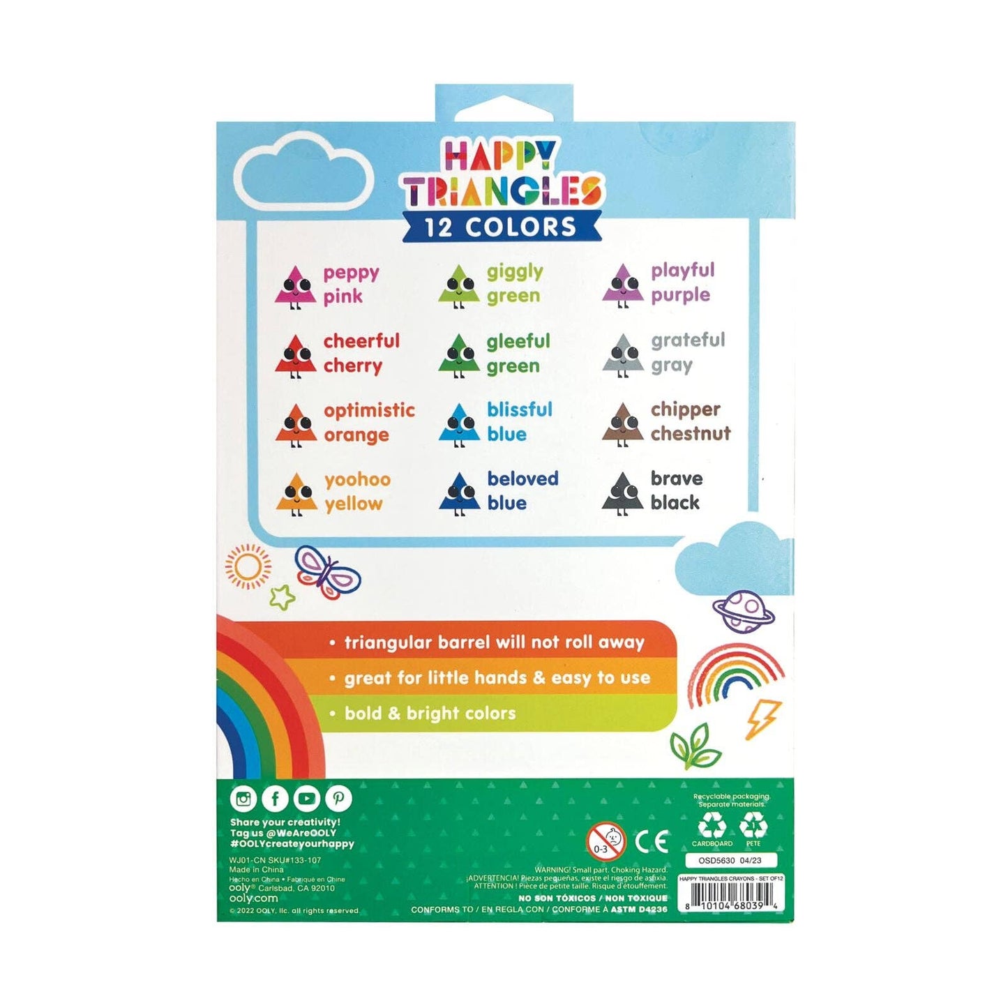 OOLY - Happy Triangles Jumbo Crayons - Set of 12