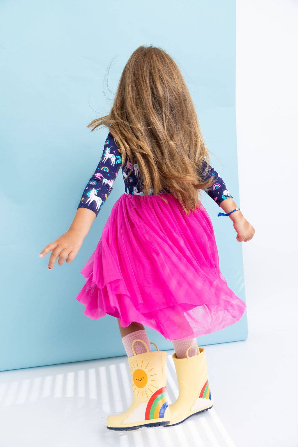 Bird & Bean® - Kids Bamboo Tulle Tutu Dress - Twilight Unicorn Girls Dress