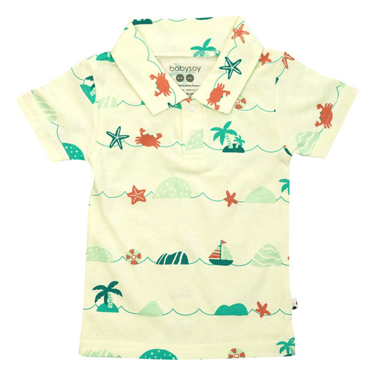 Babysoy - Short Sleeve Polo Tee - Beach Day