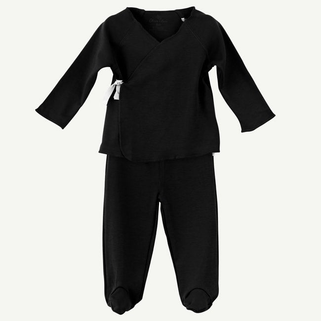 Black 2-Piece Pima Cotton Kimono Set