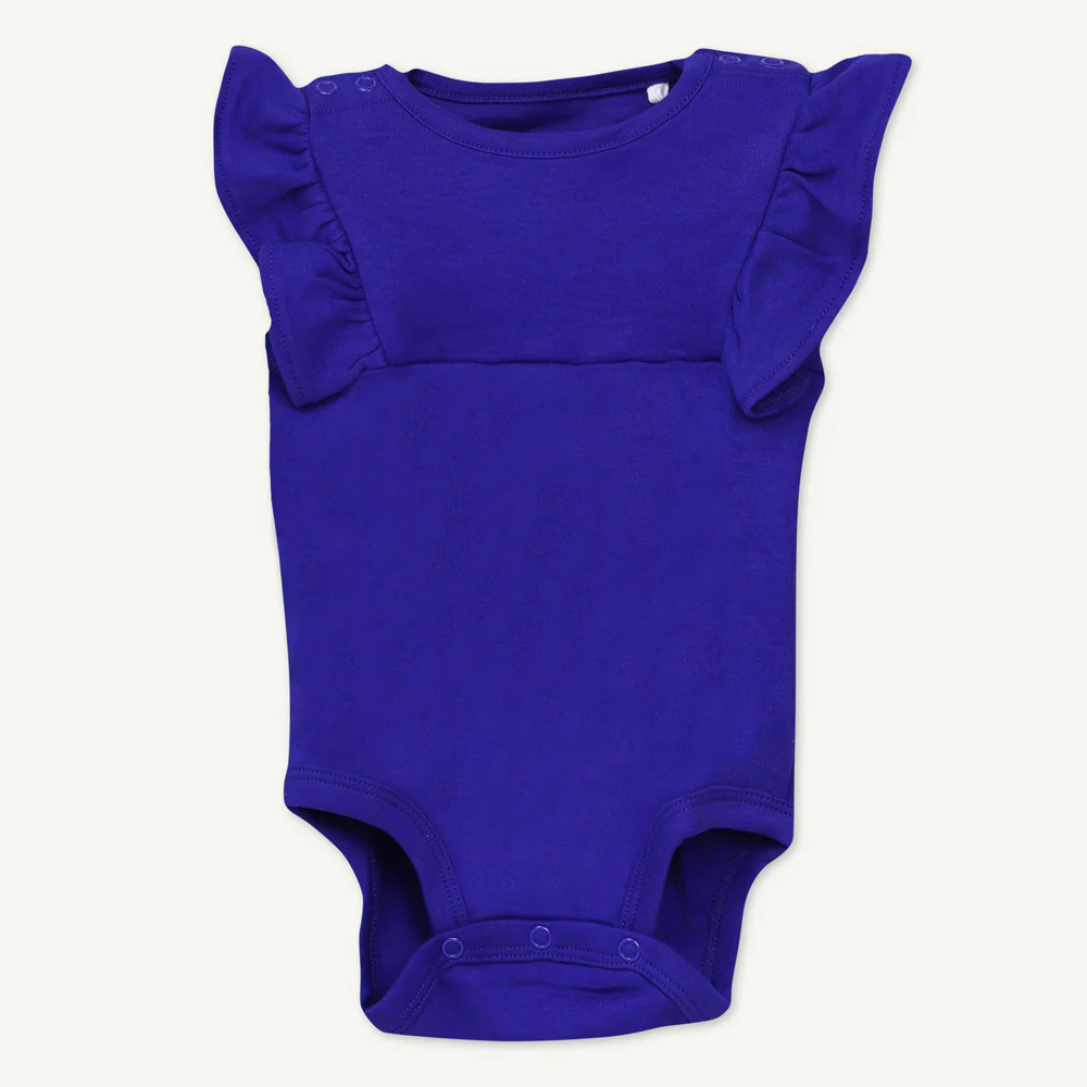 Royal Blue Flutter Sleeve Pima Cotton Bodysuit