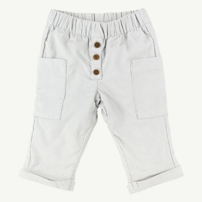 Gray Babycord Pocket Pant with Roll Cuffs