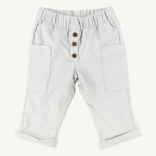 Gray Babycord Pocket Pant with Roll Cuffs