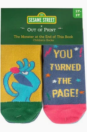 Sesame Street x Out of Print "Monster at the End of This Book" Children Socks 2T-3T ; You turned the page