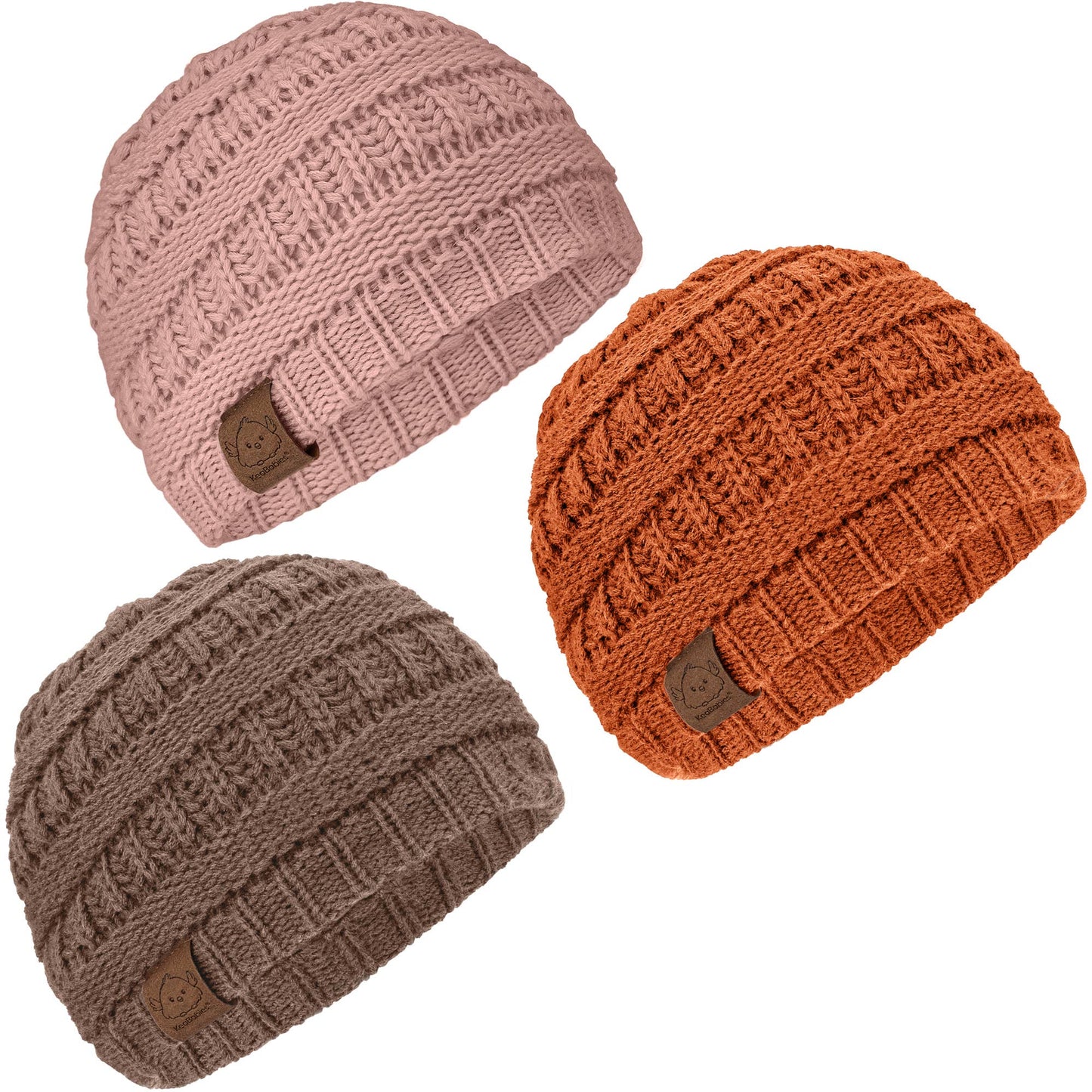 KeaBabies - KeaBabies 3-Pack Warmzy Baby Beanies (Tawny, M)