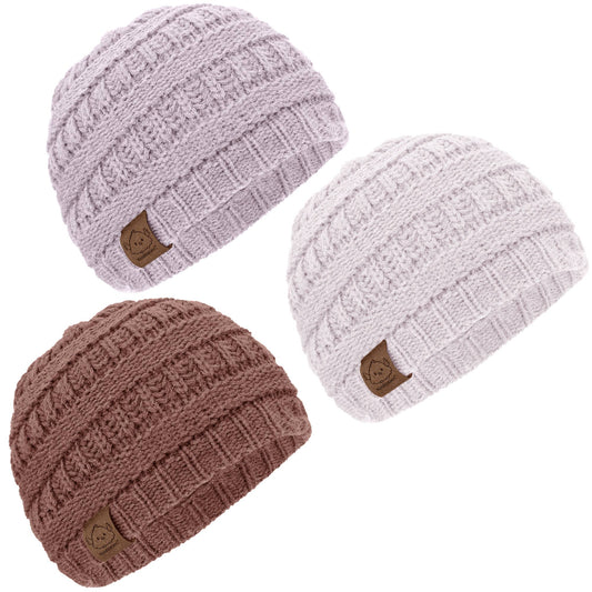 KeaBabies 3-Pack Warmzy Baby Beanies (Mauve, M)