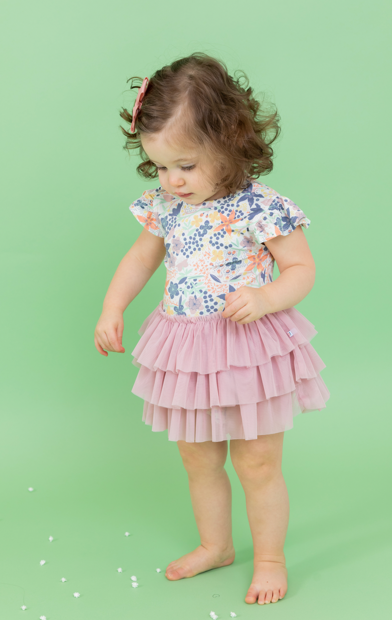 Bird & Bean® - Baby Tulle Skirted Bodysuit - Meadow - Baby Easter Dress