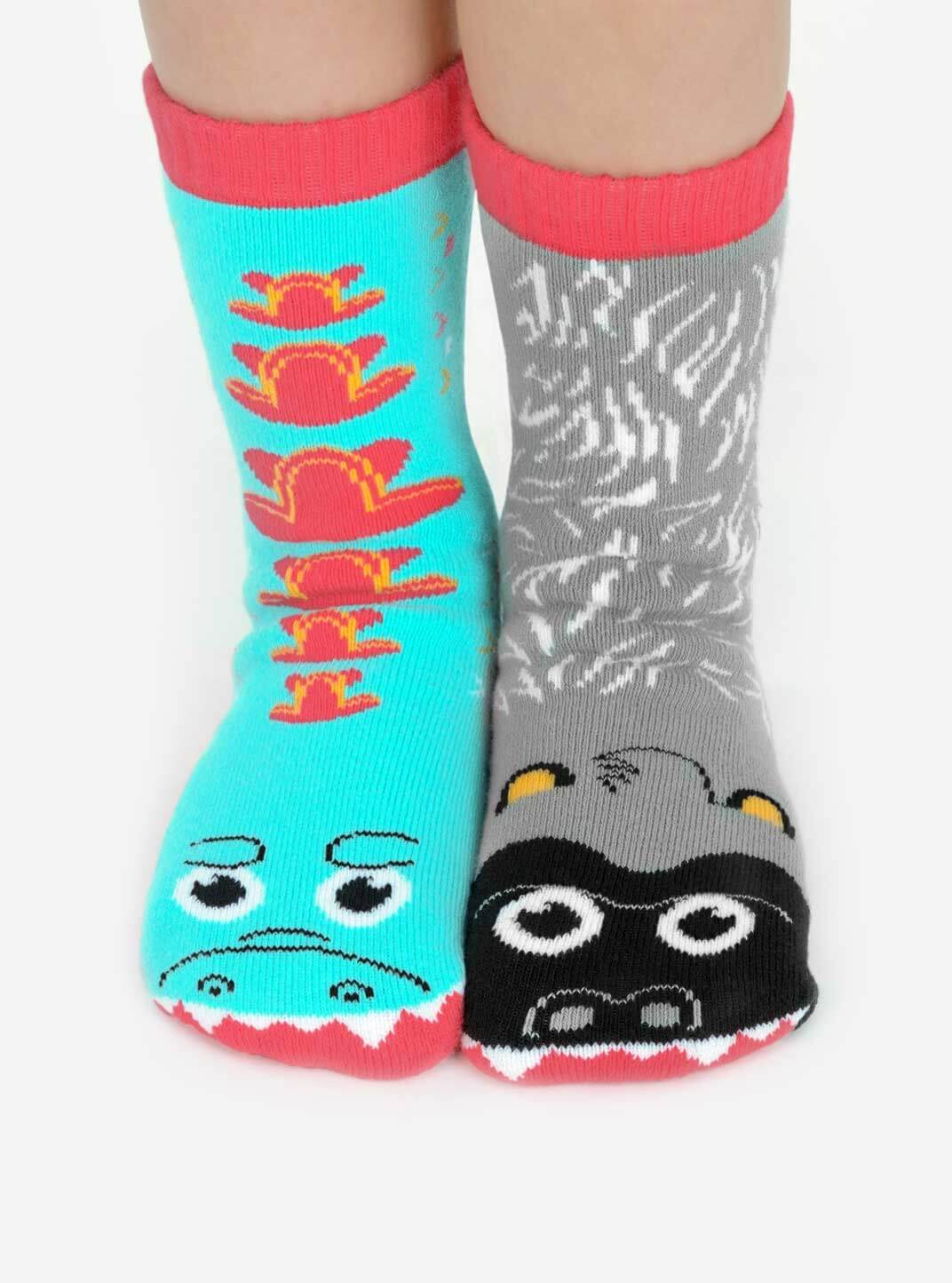 The Pals Socks - Giant Gorilla & Mutant Lizard - Mis-Match Kids Socks