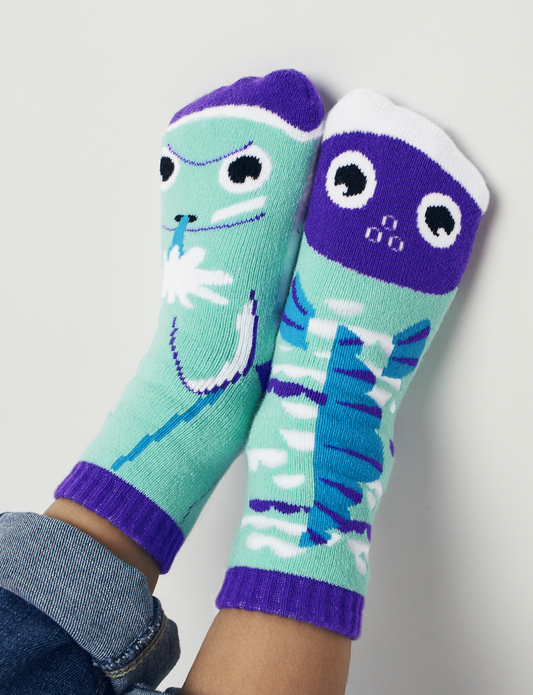 Pals Socks - Dolphin & Fish Non-Slip Mismatched Kids Socks