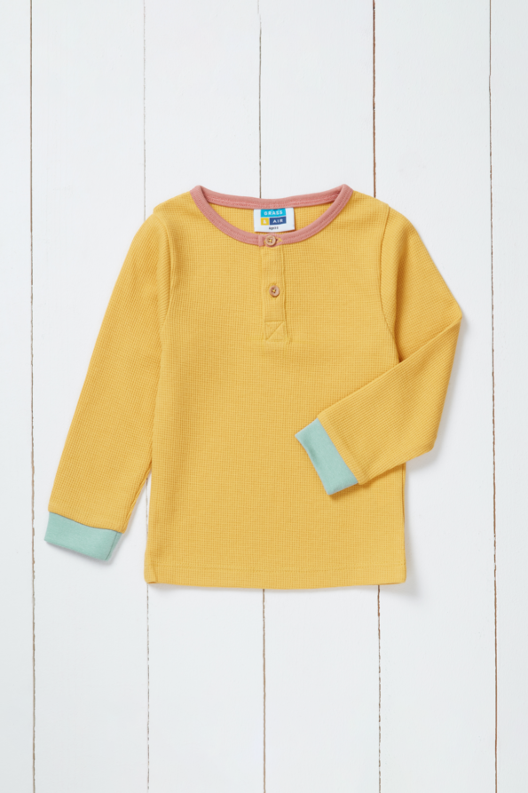 Grass & Air - Ochre Recycled Long Sleeve Waffle Top