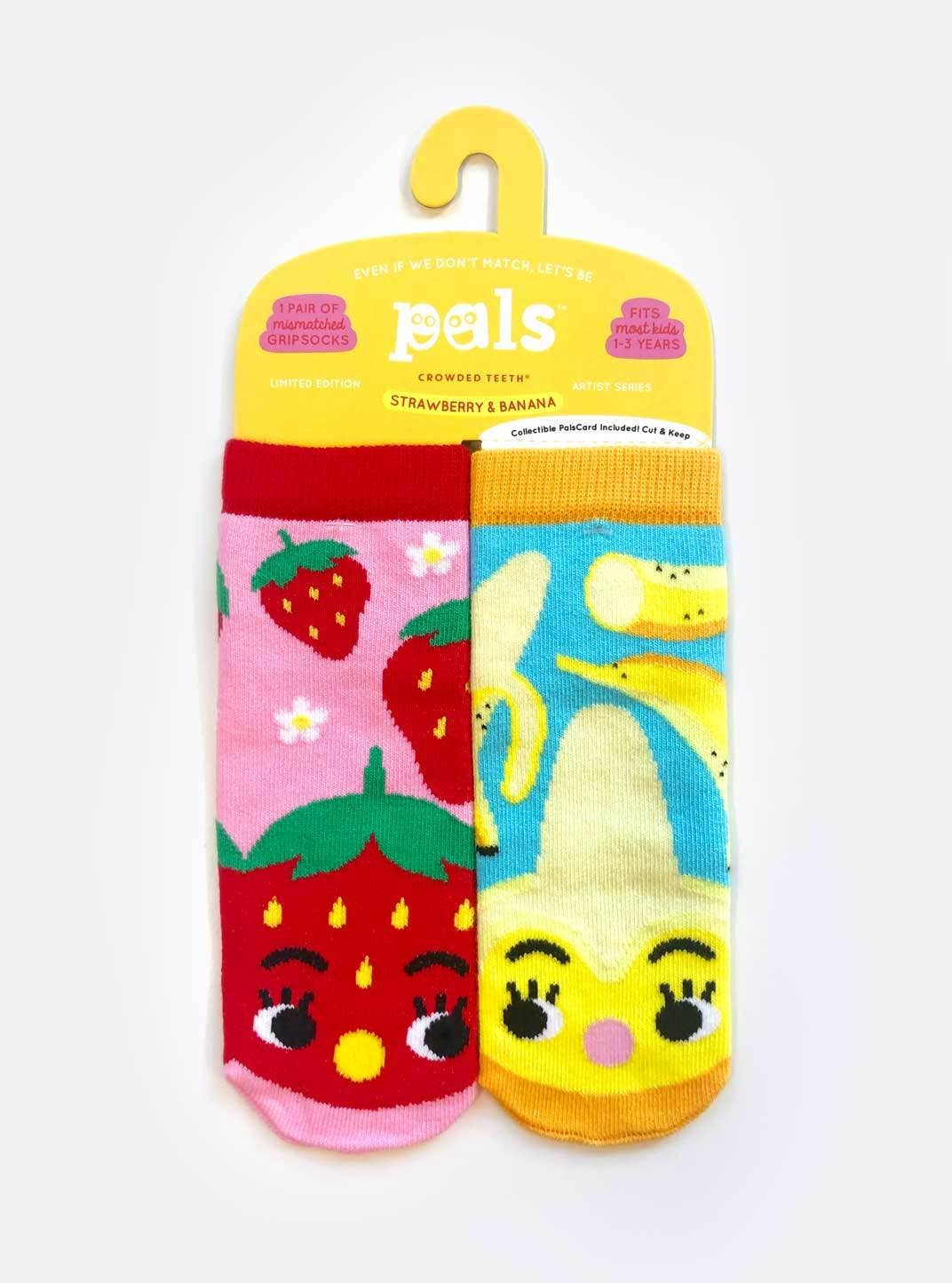 Pals Socks - Strawberry & Banana Mismatched Kids Socks