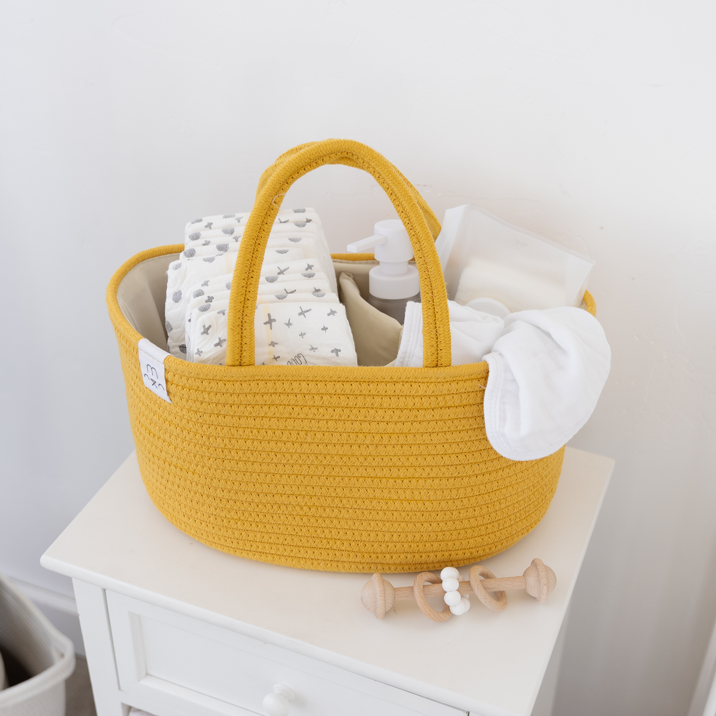 Natemia - Rope Diaper Caddy Organizer in Harvest Gold