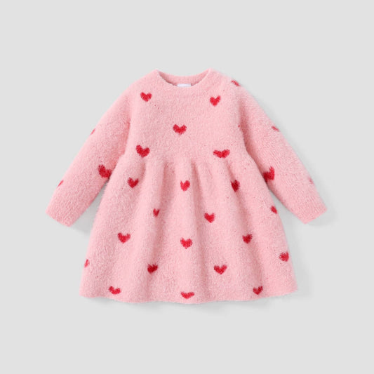 PatPat - Baby/Toddler Girl Sweet Heart-shaped Sweater Dress