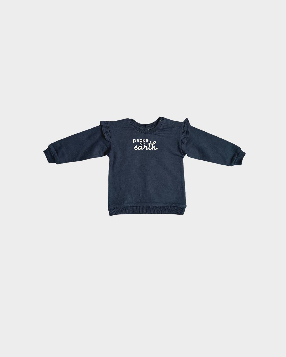 babysprouts clothing company - F23 D2: Ruffle Sweatshirt in Peace on Earth