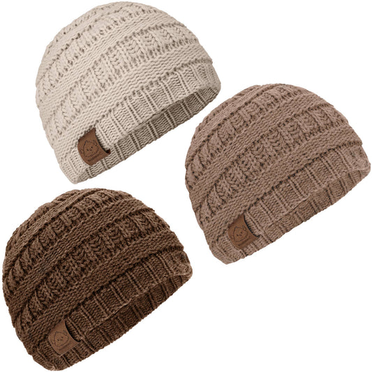 KeaBabies - KeaBabies 3-Pack Warmzy Baby Beanies (Pecan, M)