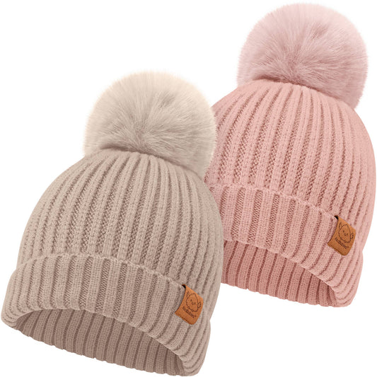 KeaBabies - KeaBabies 2-Pack Pom Knitted Beanie