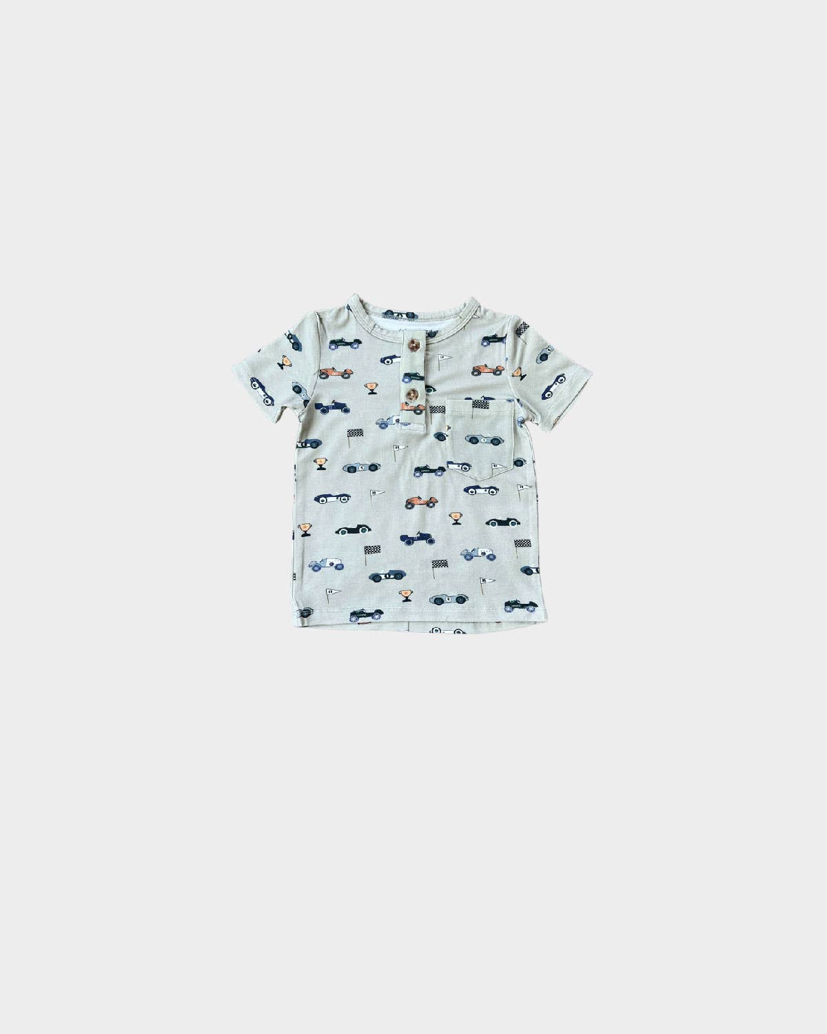 babysprouts clothing company - S24 D1: Boy's Henley Shirt in Retro Race Cars