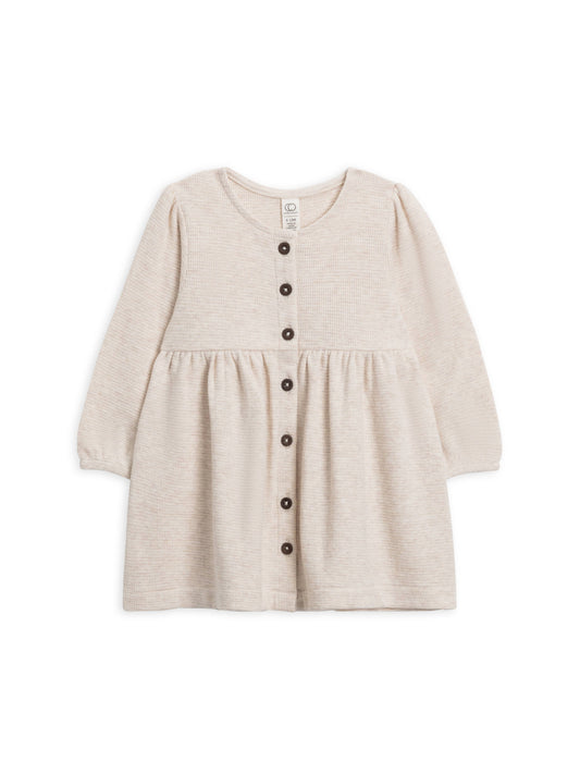 Organic Baby and Kids Elsie Waffle Button Down - Heather Oat
