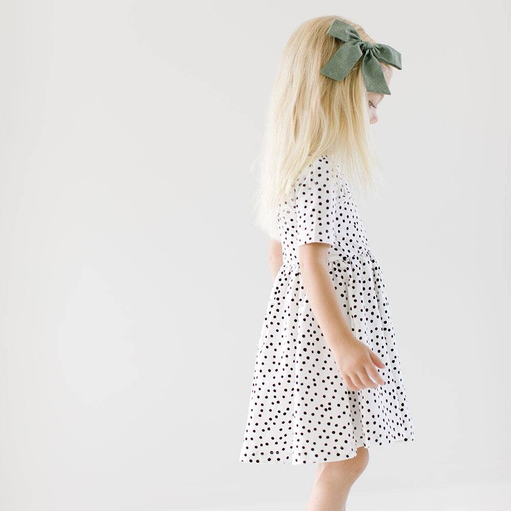 Alice + Ames - THE SHORT SLEEVE BALLET DRESS IN IVORY DOT: 8