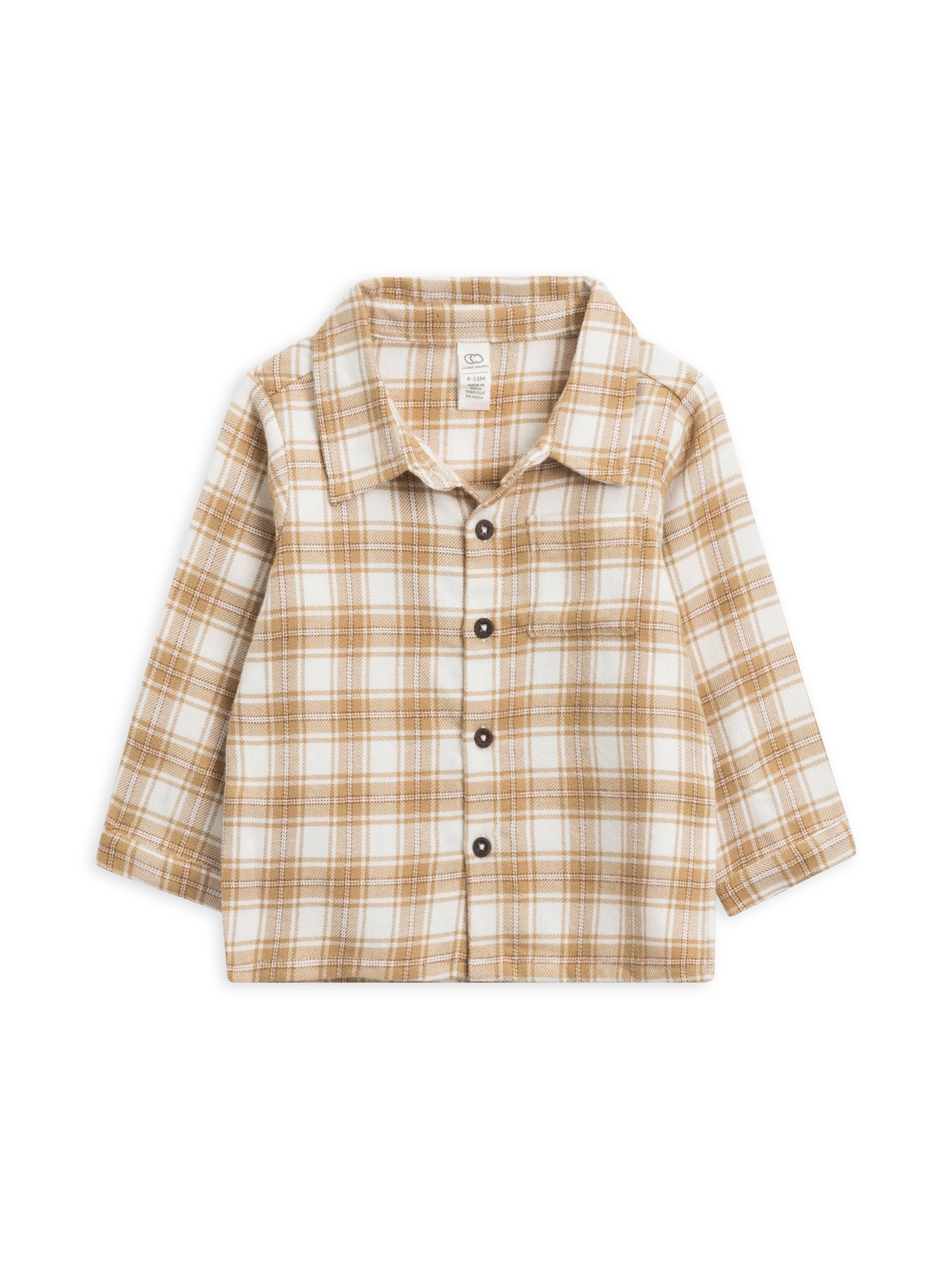 Logan Flannel Collard Button Down - Latte Plaid