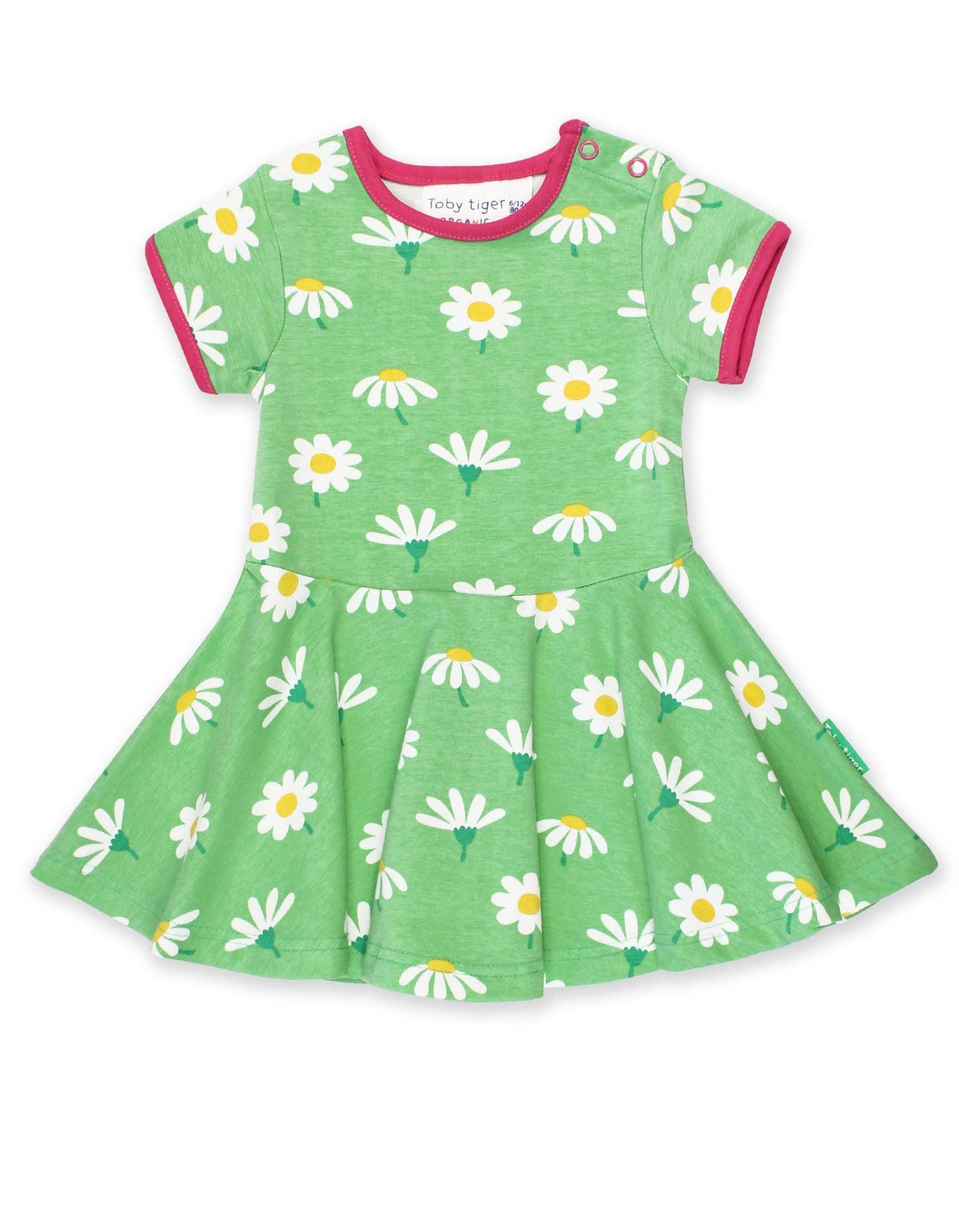 Toby Tiger - Organic Daisy Print Skater Dress Toddler Dress - Baby Dress