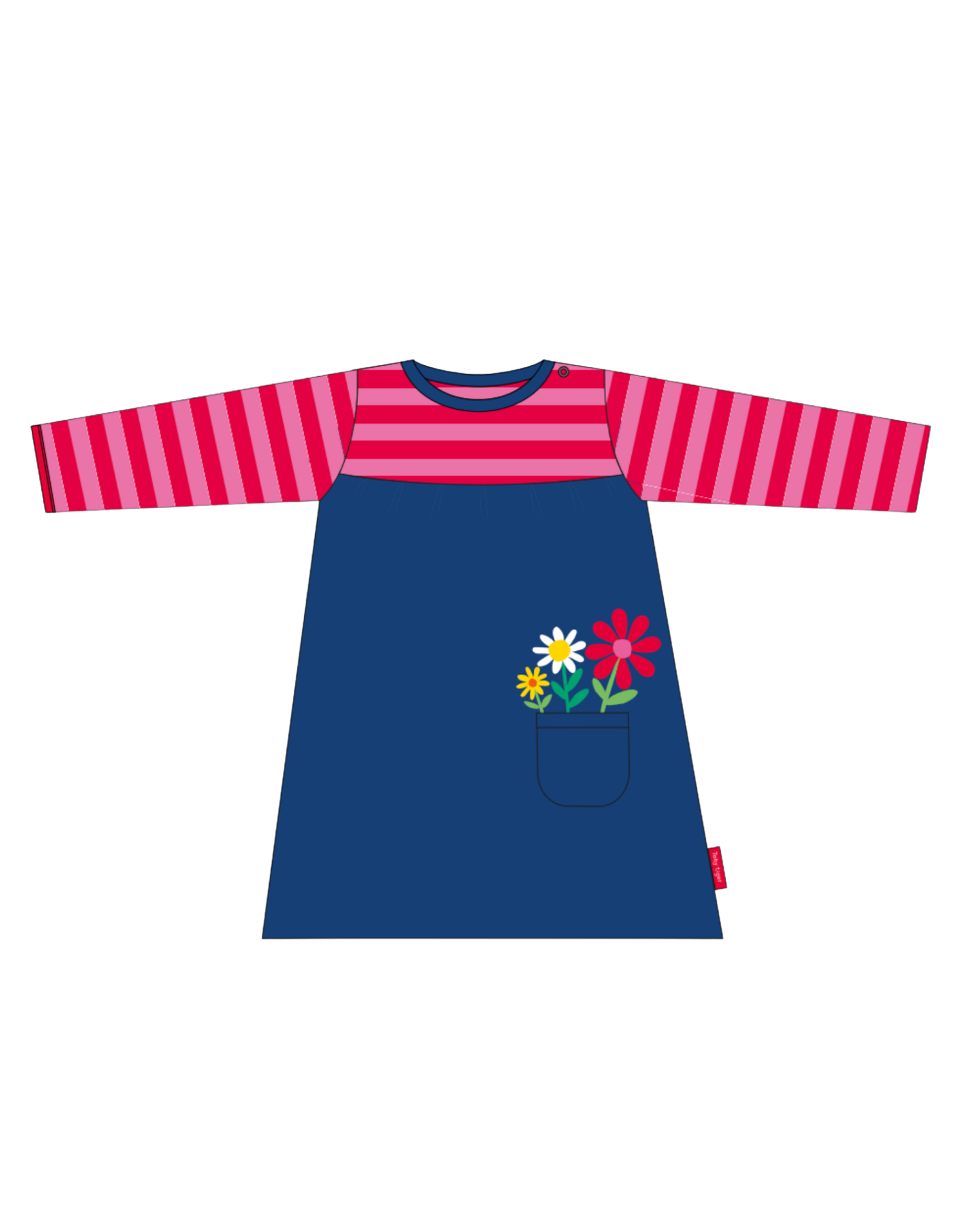 Toby Tiger - Organic Floral Applique Long-Sleeved Dress - Toddler Dress - Baby Dress