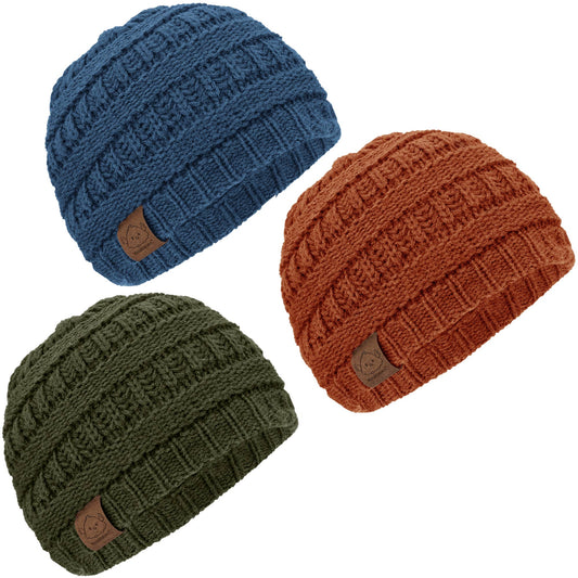 KeaBabies 3-Pack Warmzy Baby Beanies (Rhythm, M)