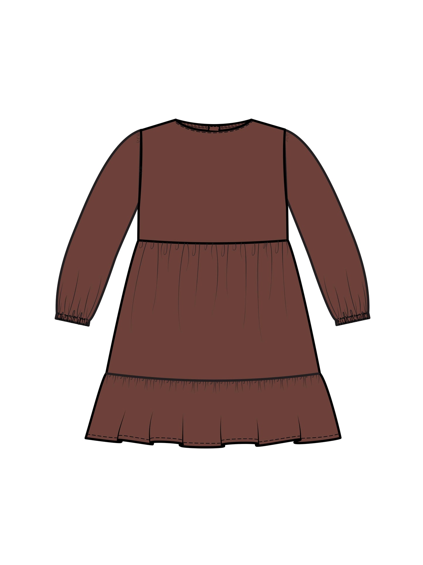 Colored Organics - Sofia Long Sleeve Tiered Dress - Sumac