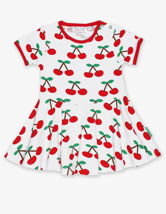 Toby Tiger - Organic Cherry Print Skater Dress - Toddler Dress