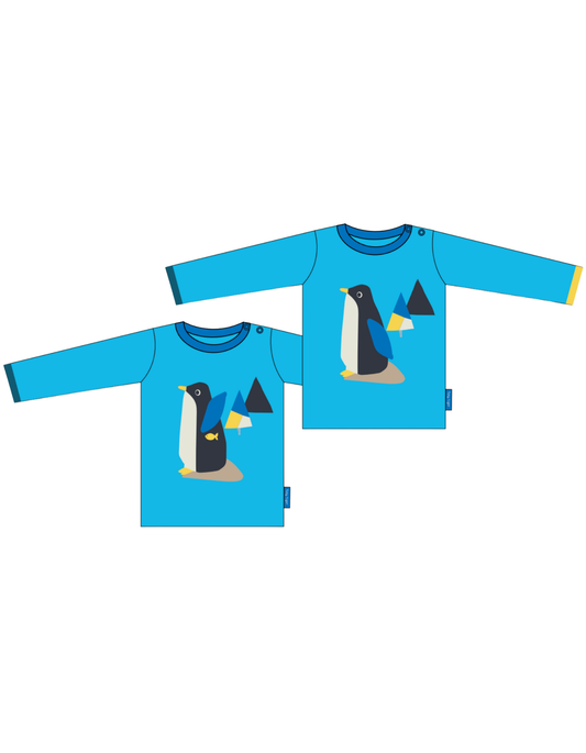 Toby Tiger - Organic Penguin Applique Long-Sleeved T-Shirt
