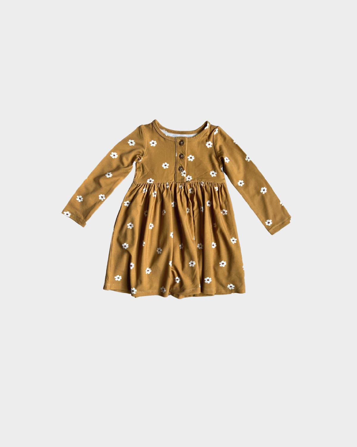 Babysprouts - Longsleeve Henley Dress in Mustard Floral